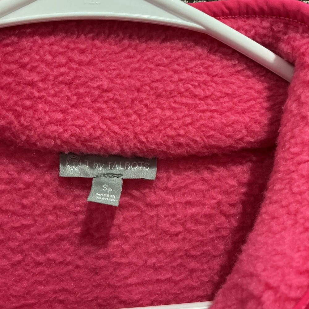 T by Talbots Women's Fleece Sherpa Jacket Full Zip Pockets Pink Size Small - Picture 6 of 9